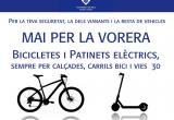 Cartell prohibició a bicis i patinet de  circular per la vorera