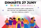 Cartell penjada domàs Dia de l'Alliberament LGTBI+