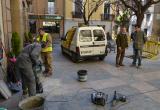 Imatge dels treballs que es realitzen a la plaça de la Farinera