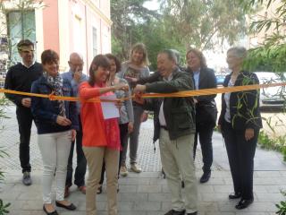 Imatge de l'acte de presentació de la rampa que s'ha fet aquest dimecres a Mas Sabater