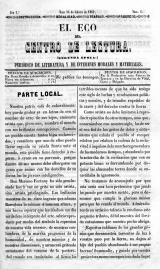 El Eco del Centro de Lectura (Reus, 16 de febrer de 1862, n.6