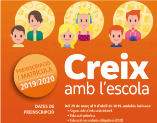 Imatge campanya preinscripció escolar Reus 2019-2020