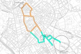 Traçat carrils bici estació de trens-hospital