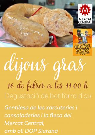 La botifarra d'ou es degusta el Dijous Gras al Mercat Central