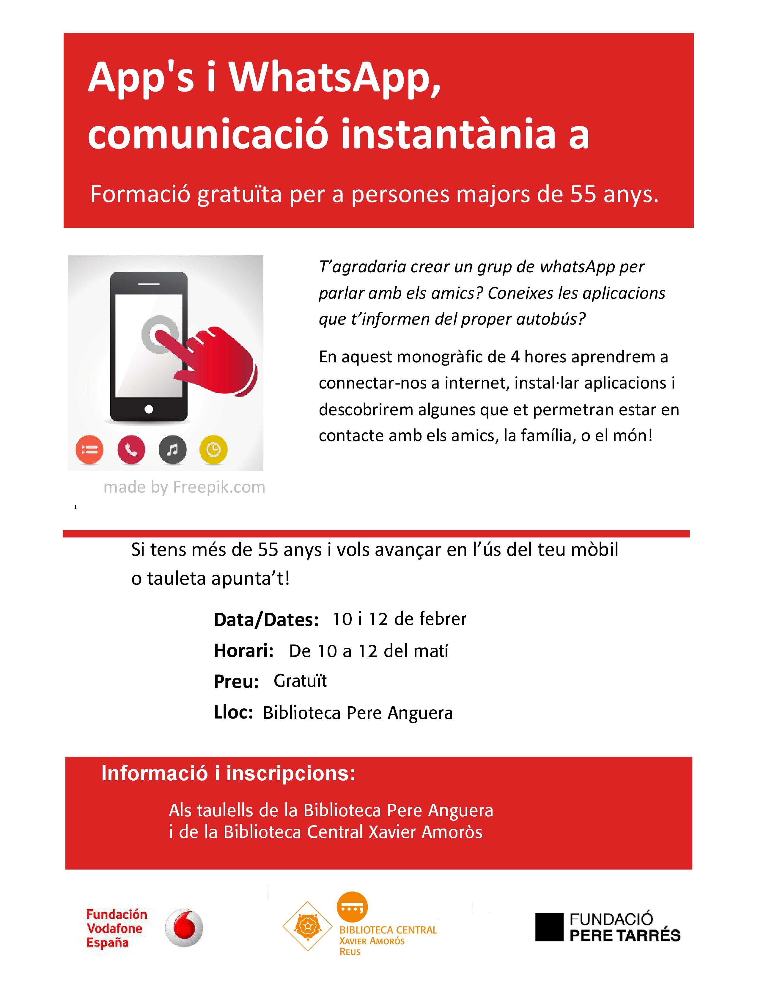 2a sessió. Taller monogràfic: App's i WhatsApp, comunicació instantània