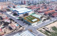 Imatge virtual de l'exterior del nou centre esportiu integrat annex al Pavelló Olímpic Municipal